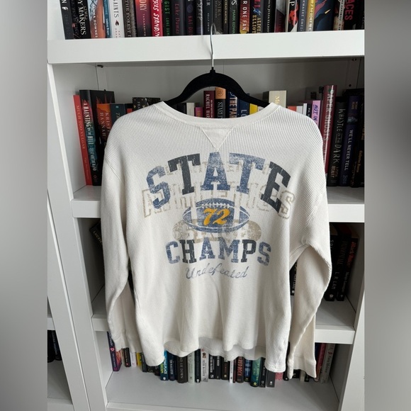 Tops - Vintage retro faded glory football graphic thermal long sleeve T-shirt shirt top